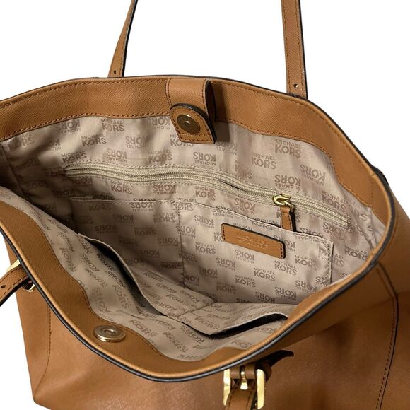 Michael Kors Jet Set Travel Tote Brown Safiano Leather Luggage One Size - Picture 5 of 15